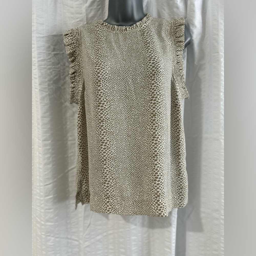 DR2 Animal Print Ruffle Sleeve Blouse - Black and White